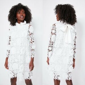 NWT Tuckernuck Daphne High Neck Floral Lace Mini Dress White